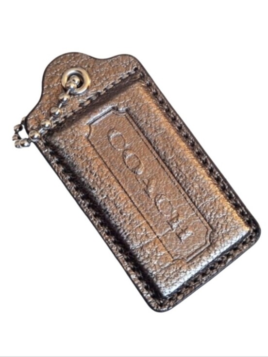 Coach Handbags - 🤎 3" XL Coach Vintage Metallic Espresso Brown Leather Hang Tag Bag Fob Keychain